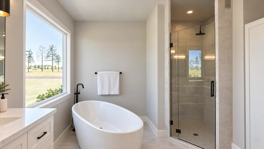 The primary bath with a freestanding tub